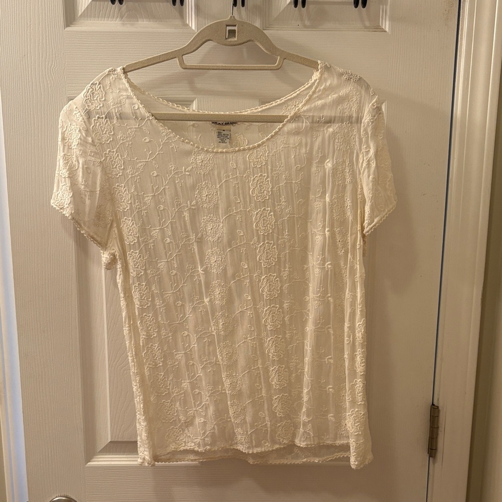 Lucky Brand Ivory Floral Lace Blouse